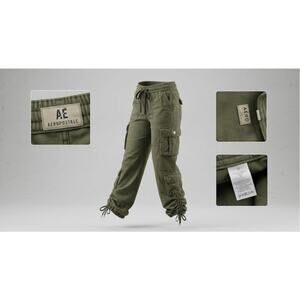 Y2K Aeropostale Sage Green Cargo Parachute Pants Womens XS Utility Gorpcore